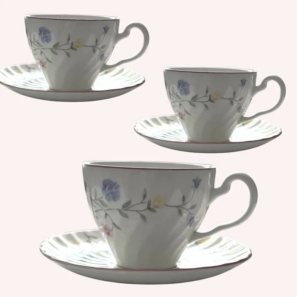 Vintage Johnson Brothers Summer Chintz Cup and Saucer - 3 Sets Made in England